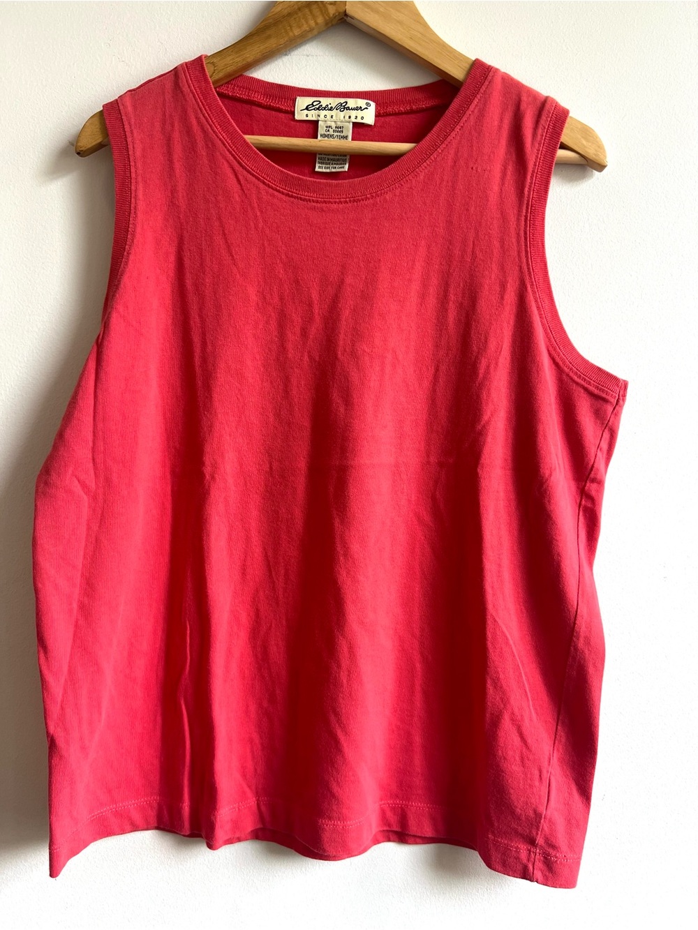 Eddie Bauer Women's 100% Cotton Sleeveless Crew Neck Tank - Bright Coral Pink